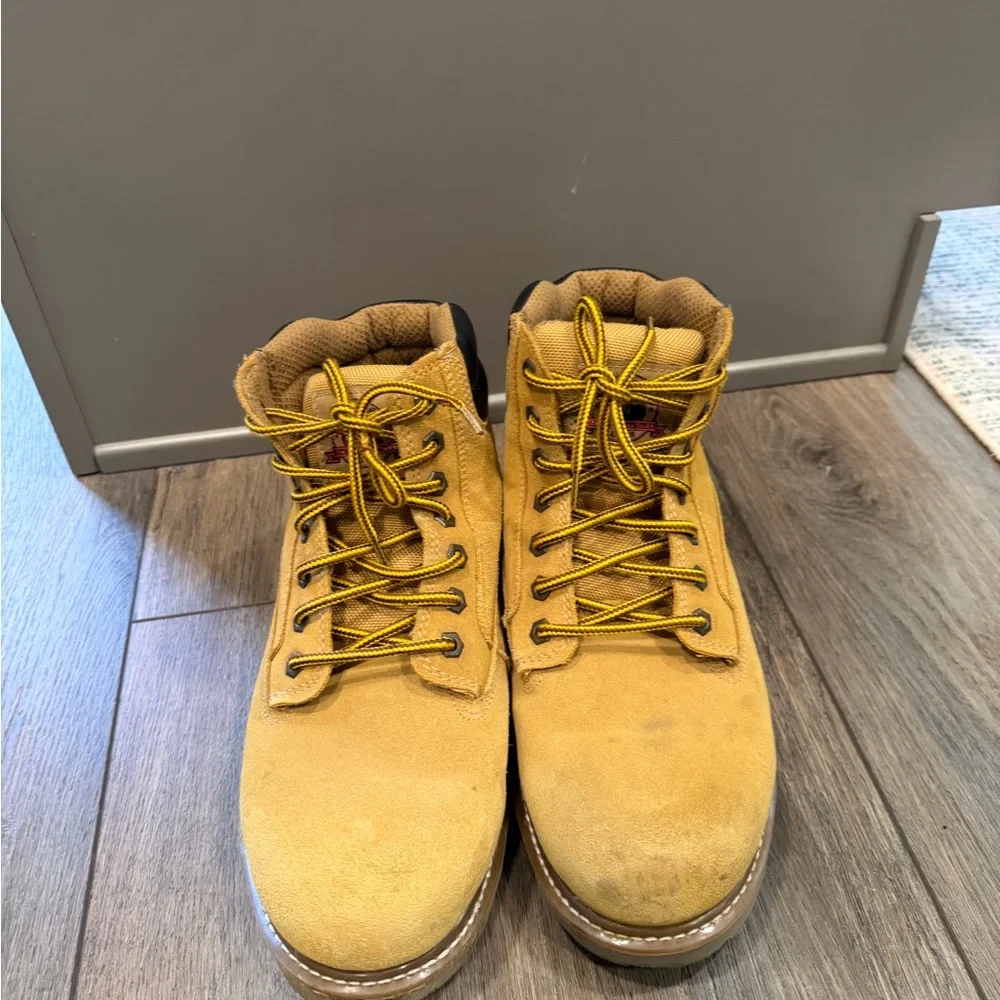 Brahma Men's Work-Style Suede Boots in Wheat Size 10.5